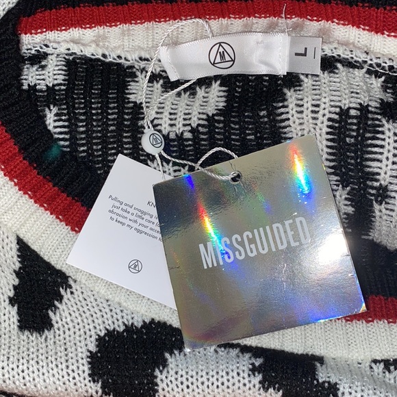 MissGuided White Leopard Cheetah Knit Crop Sweater - Picture 3 of 4